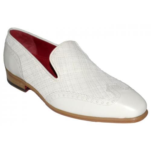 Emilio Franco 116 Bone Genuine Calf / Suede Leather Print Loafer Shoes.
